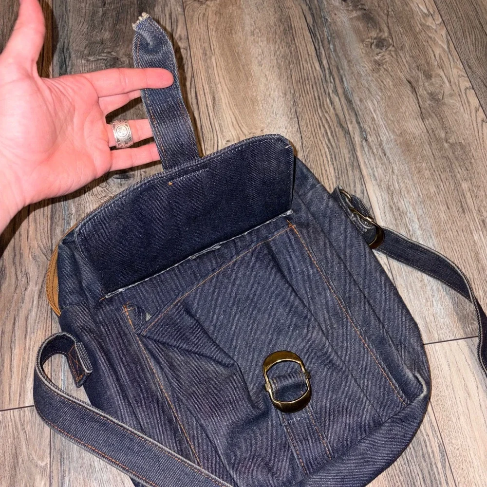 Vintage 60s 70s Levi Strauss Co Denim Crossbody Messenger Bag Dark Indigo Buckle